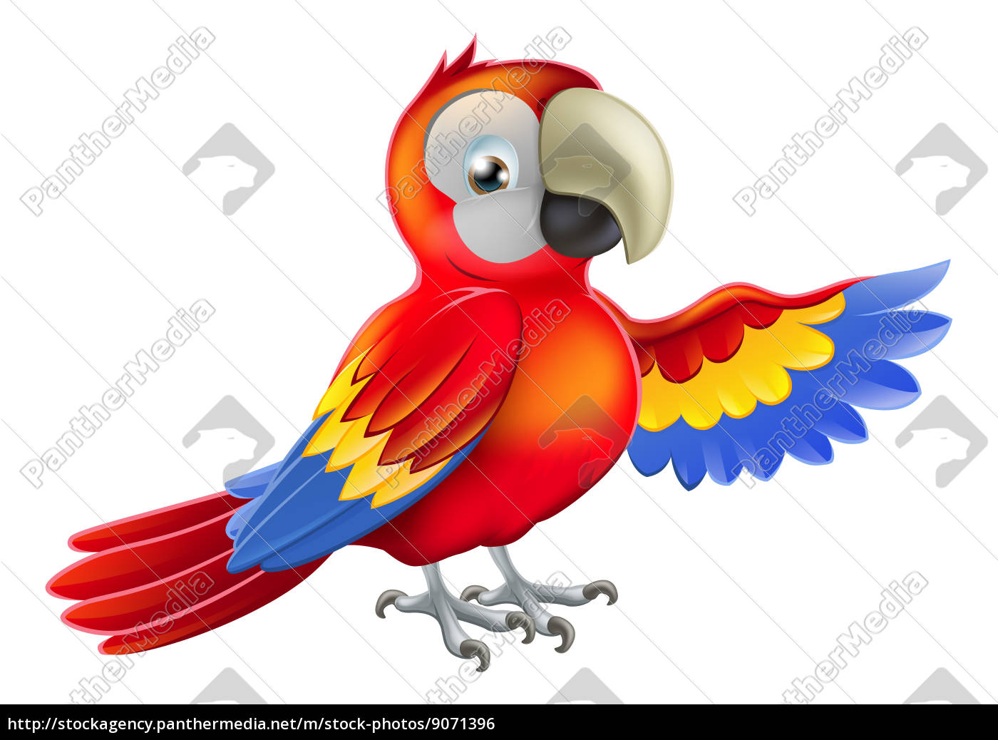 rød peger tegneserie papegøje - Stockphoto - | Billedbureau