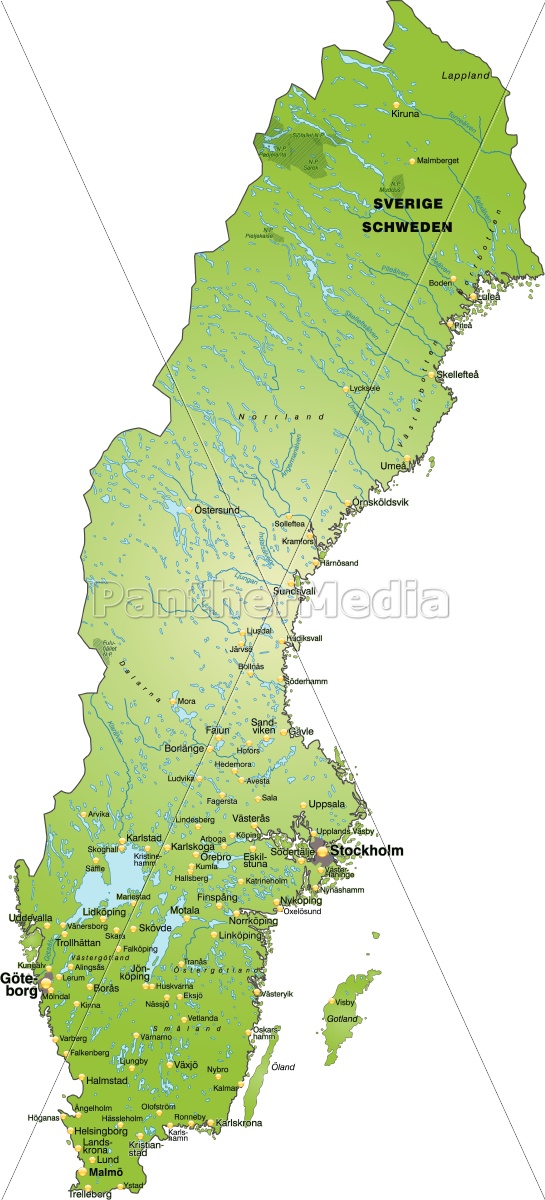 Sverige Kort kort over sverige som et oversigtskort i grøn   Royalty Free Image  Sverige Kort