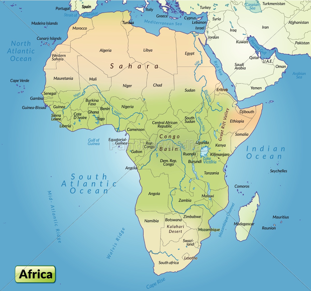kort over afrika som et oversigtskort - Royalty Free Image - #10655039