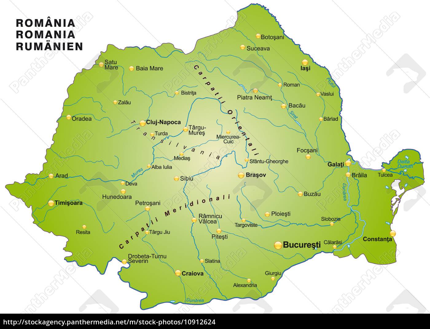 Kort Over RumæNien kort over rumænien som et oversigtskort i grøn   Stockphoto  Kort Over RumæNien