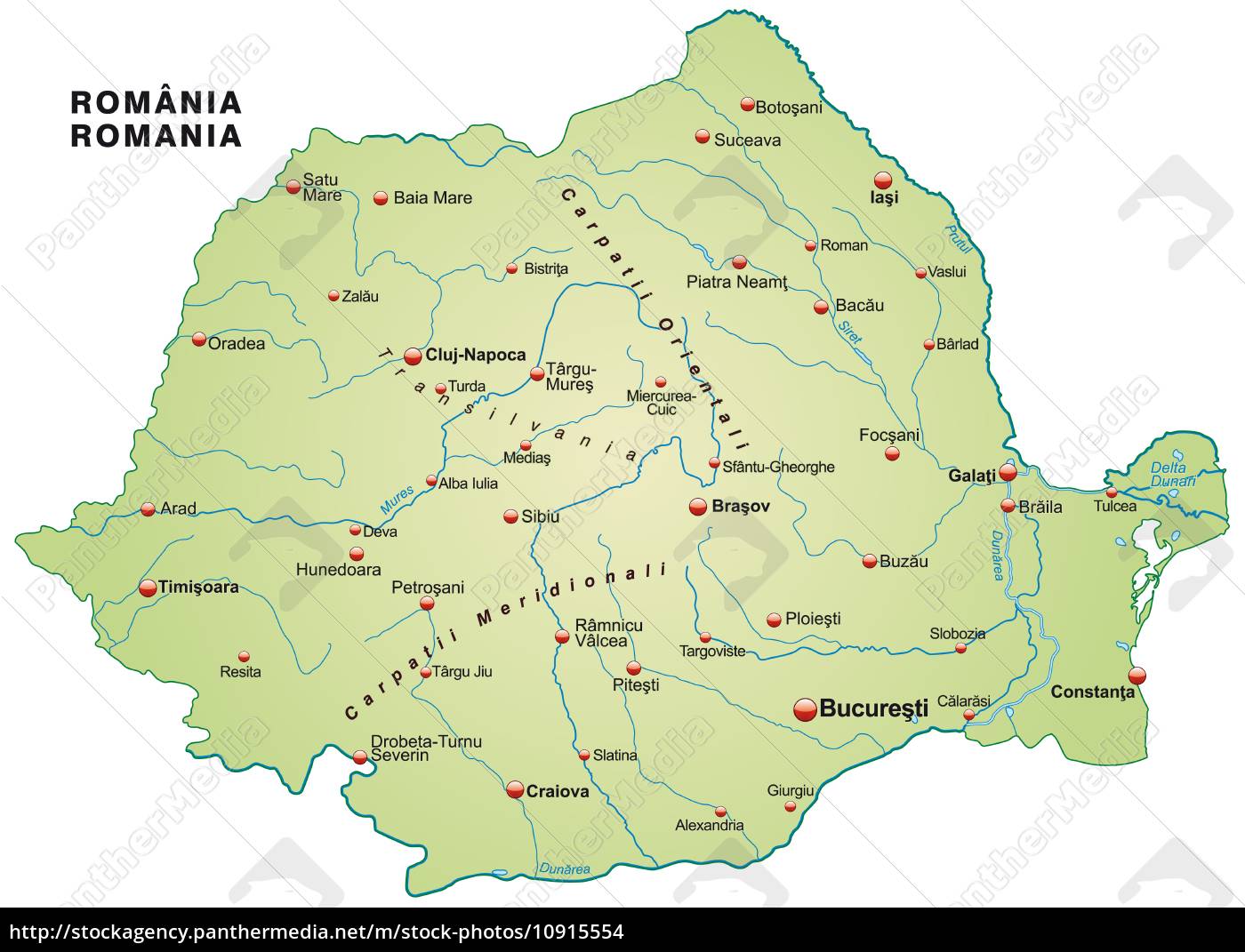 Kort Over RumæNien kort over rumænien som et oversigtskort i pastel grøn   Stockphoto  Kort Over RumæNien