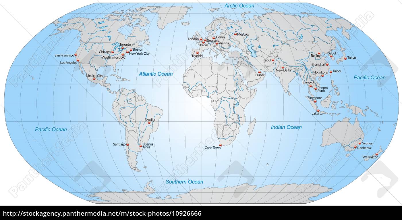 Kort Over Verden kort over verdens hovedstæder i grå   Stockphoto   #10926666  Kort Over Verden