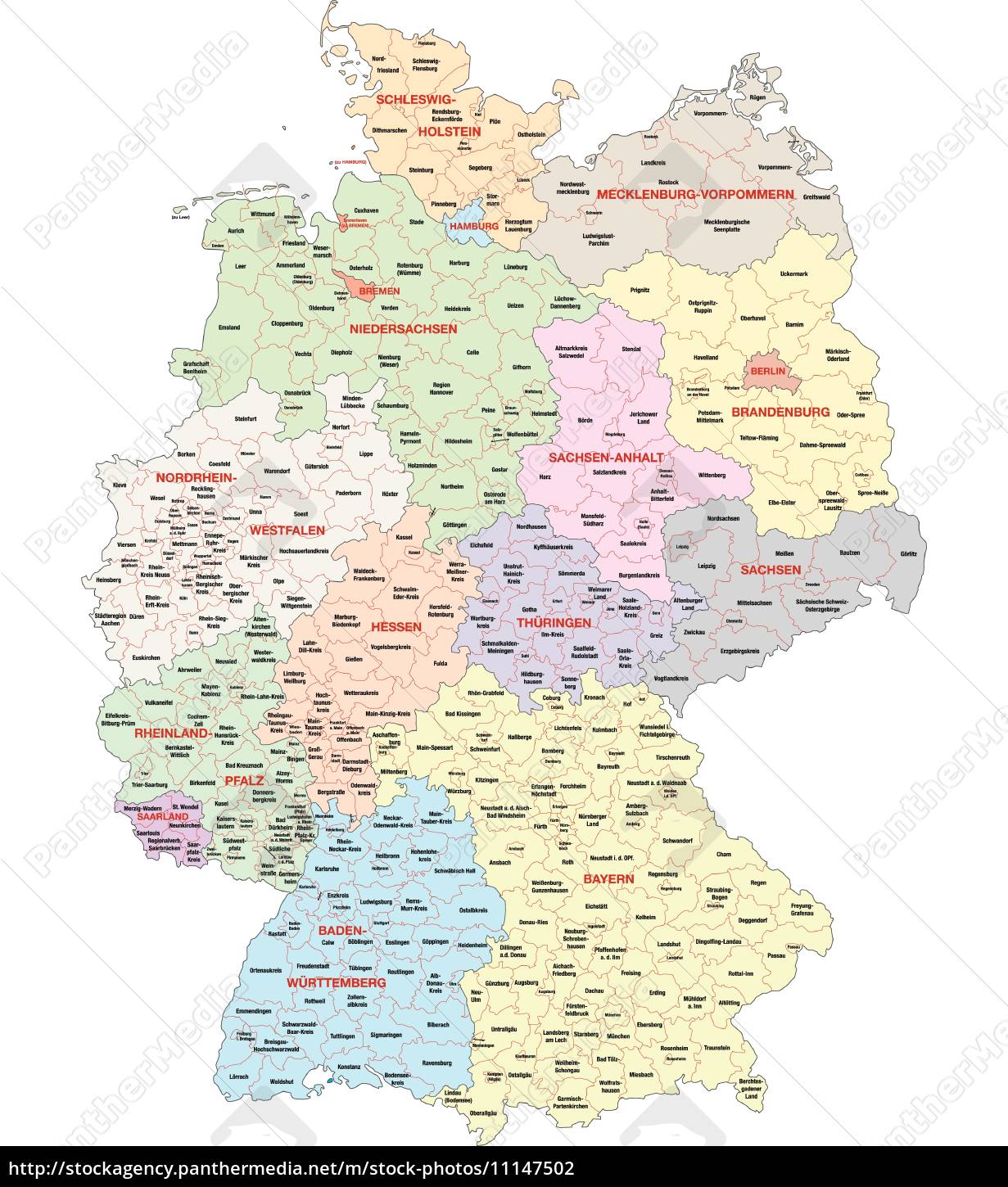 Tyskland Kort administrativ kort over tyskland   Stockphoto   #11147502  Tyskland Kort