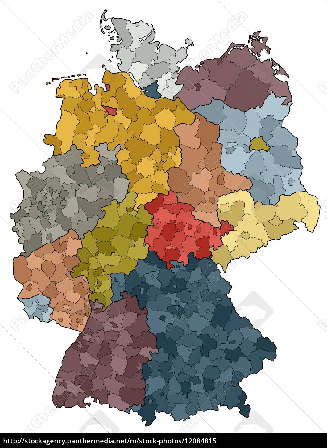 Stockfoto 12084815 - tyskland kort delstater og amter