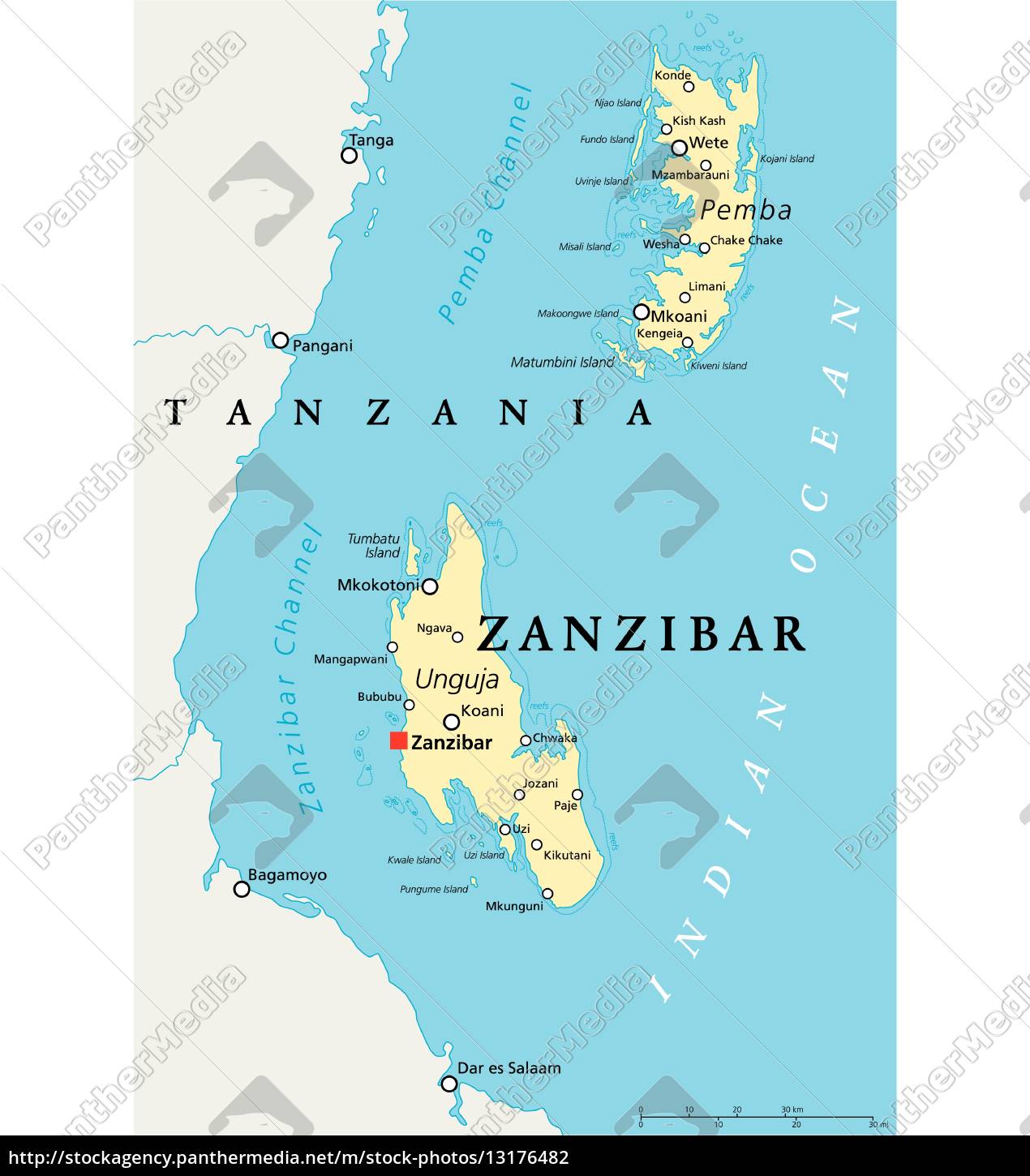 Kort Over Zanzibar zanzibar politisk kort   Stockphoto   #13176482   PantherMedia  Kort Over Zanzibar