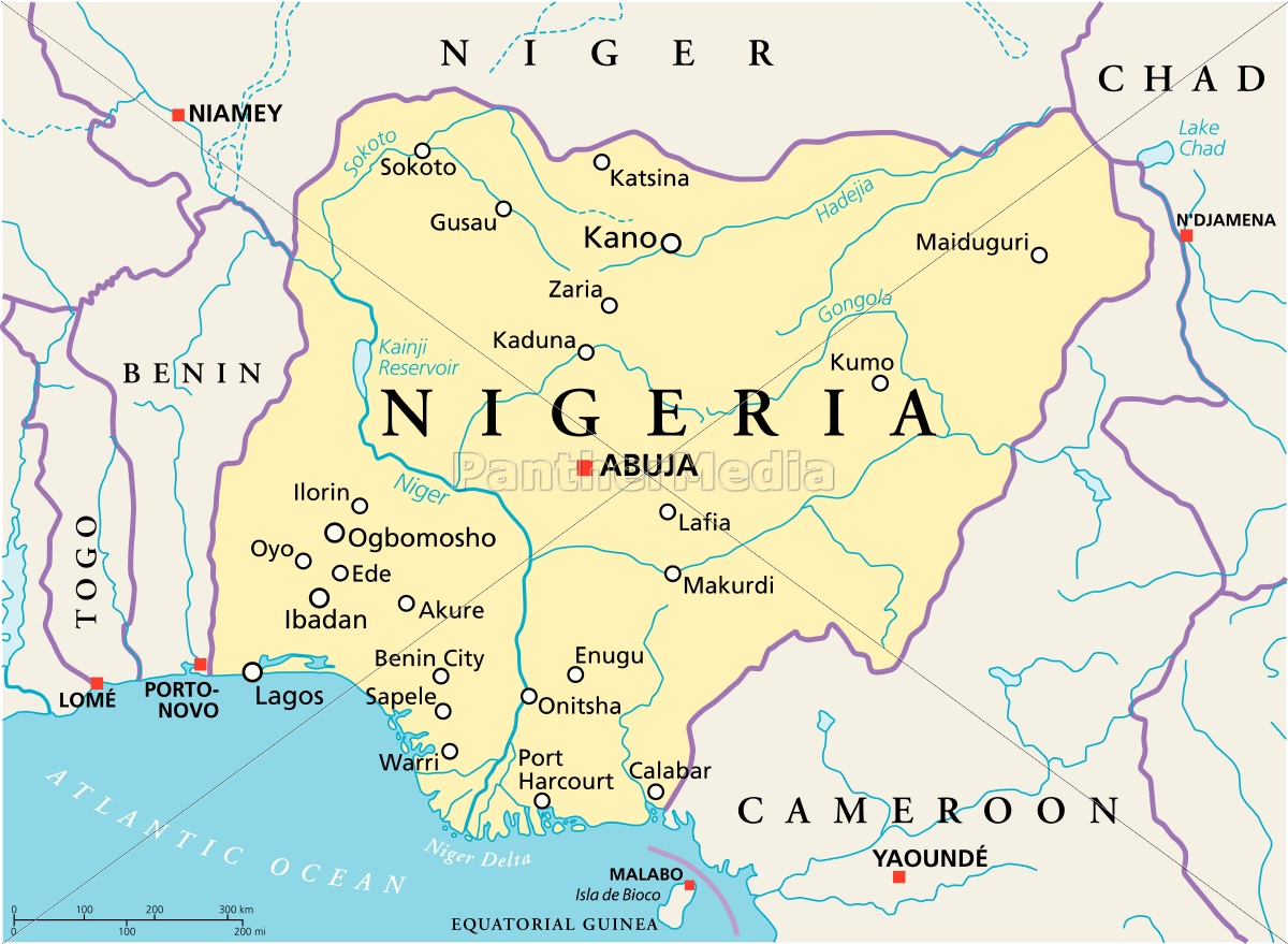 Nigeria Kort nigeria politisk kort   Stockphoto   #13206122   PantherMedia  Nigeria Kort