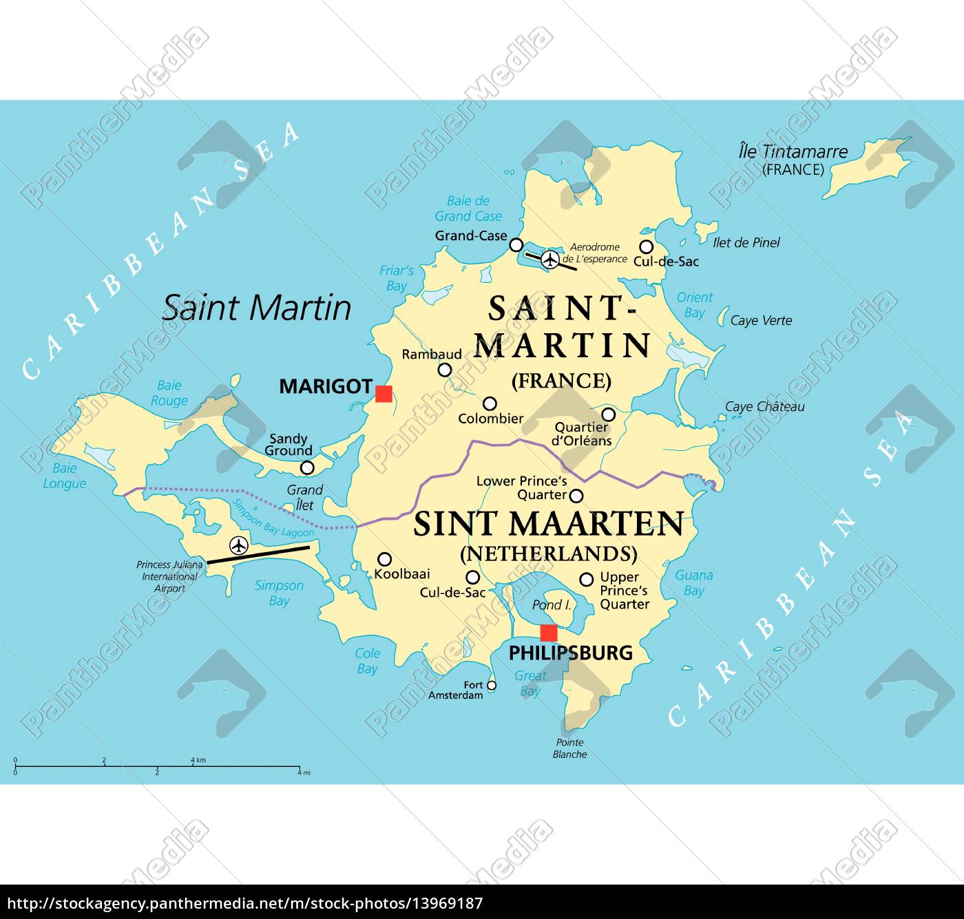 Saint Martin Island Politisk Kort Royalty Free Image 13969187   ~saint Martin Island Politisk Kort 13969187 High 