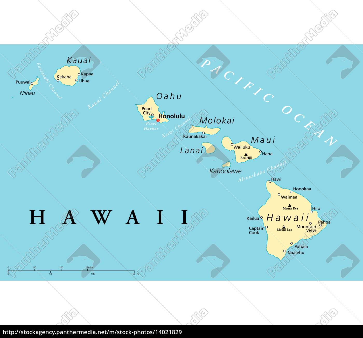 Kort Over Hawaii øErne hawaii øerne politisk kort   Stockphoto   #14021829   PantherMedia  Kort Over Hawaii øErne