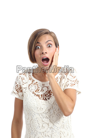 chokeret overrasket kvinde med en på - Stockphoto #14051751 | PantherMedia Billedbureau