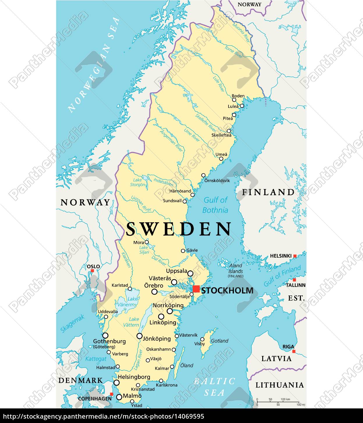 Sverige Kort sverige politisk kort   Stockphoto   #14069595   PantherMedia  Sverige Kort