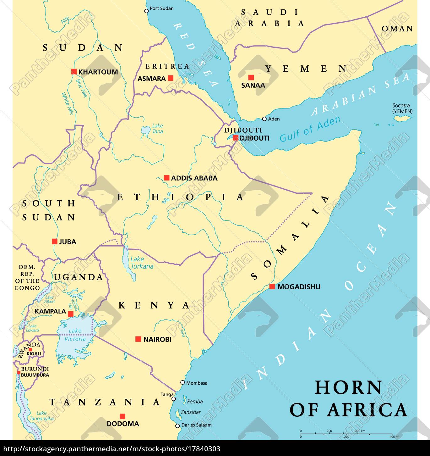 afrikas horn politisk kort - Royalty Free Image - #17840303