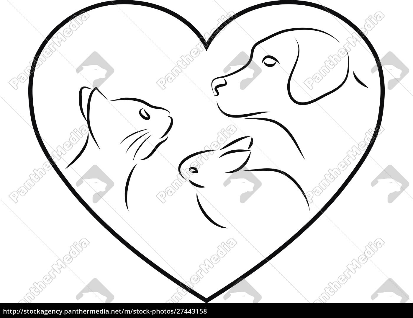 lade mareridt Gade Hjerte med hund kat og kanin dyrlæge logo - Stockphoto #27443158 |  PantherMedia Billedbureau
